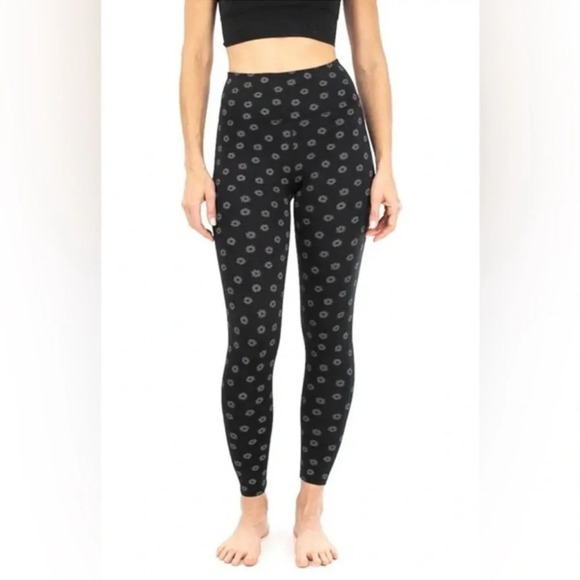 Nanette Lepore Play Black Daisy Leggings Size‎ Medium Q1 - Picture 1 of 11